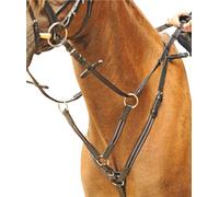 Pettorale in cuoio e martingala con inserto elastico e guarnizioni color argento