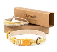 Pettsie Collar de Gato Breakaway Pulsera de Seguridad y Amistad para Usted, 100% algodón Duradero para Mayor Seguridad, (Cuello de 7.5 a 11.5 Pulgadas, Amarillo)