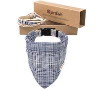 Pettsie Collar para Perro con pañuelo y Pulsera de la Amistad, tamaño Ajustable S, M y L, Gran Regalo para los Amantes de los Perros en un Paquete Atractivo, S 25,4-39,4 cm, Color Azul