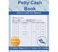 Petty Cash Log Book: 2,800 Entries | Ledger For Small Business Accounting Purposes | 110 Pages, 8.5x11, A4