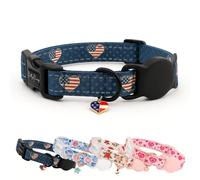 Petty Perry Collar de perro impermeable con soporte para AirTag para perros pequeños, medianos y grandes, collar reflectante ajustable de la bandera estadounidense con hebilla de liberación rápida