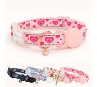 Petty Perry Collar de perro impermeable con soporte para AirTag para perros pequeños, medianos y grandes, collar reflectante de corazón rosa ajustable con hebilla de liberación rápida, duradero y