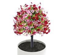 Petunia Artificial Flowers, Outdoor UV Resistant Decor, 17 Inch Faux Plant with Ground Stake for Yard Pathway Front Door Balcony Indoor Home Decoration, Realistic Bloom Design, No Maintenance Greenery