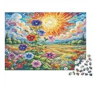 Petunia Híbrida Pack de Rompecabezas de Papel Grueso de Campo de Girasoles con Soles Brillantes, Regalo Interactivo para Personas Mayores 70x50cm/1000 Piezas