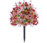 Petunias Artificial Flowers, Outdoor Garden Decor, UV Resistant Bloom Stake, Realistic Porch Plant, Yard Porch Lawn Pathway Front Door Balcony Indoor Home Decoration Faux Floral Display 17.72 Inches