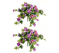 Petunias artificiales de seda sintética, juego de 2 piezas para decoración al aire libre, jardín, balcón, resistente a los rayos UV, no se decolora, decoración floral (morado rojo)