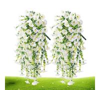 Petunias artificiales para exteriores, flores artificiales de seda Petunias | 2 piezas flores duraderas resistentes a la intemperie para jardín balcón maceta planta maceta