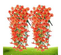 Petunias artificiales para exteriores | petunias artificiales para interiores y exteriores, resistentes a las inclemencias del tiempo, 2 piezas para balcón jardinero o jardín florero