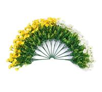 Petunias Falsas 12pcs 7.5x14in Amarillo y Blanco Gloria de la mañana Flores Artificiales Glorias de Baja Seda y plástico para la mañana para arreglos Florales, jarrón, centros de Mesa de Mesa