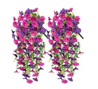 Petunias falsas - Flores de seda artificial, resistente a la intemperie al aire libre imitación petunia plantas, 2 unids decorativo arbusto de flores | Delantero, jardín, terraza, jardinera