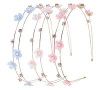 Petunny 3 diademas de metal con flores y perlas y diamantes de imitación, diademas de moda para mujeres y niñas