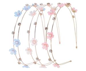 Petunny 3 diademas de metal con flores y perlas y diamantes de imitación, diademas de moda para mujeres y niñas