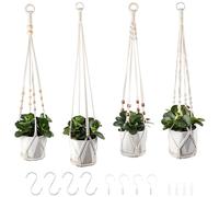 Petutu Macramé - Juego de 4 colgantes colgantes bohemios para macetas y plantas, decoración de interiores y exteriores