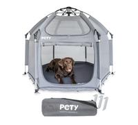PETY Parque para perros - 150 x 100 cm tienda móvil para perros con bolsa de transporte y estacas - Recinto para mascotas exterior e interior - Accesorios de viaje para perros para camping - antracita