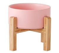 Petygooing PinkElevated/Raised - Cuenco de cerámica para perros de razas pequeñas, plato de agua para comida para perros con soporte, cuenco de alimentación para mascotas con goma antideslizante para