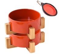 Petygooing Tazón mediano de cerámica para perros y gatos de 28 onzas con soporte para comida y agua, juego de 2 cuencos pesados modernos para mascotas, para gatos, perros pequeños (1.7 tazas) y perros