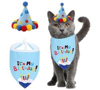 Petyoung Pet Cat Dog Happy Birthday Bandana Buffs y lindo sombrero de fiesta para nias Cat Cat Birdy Decorations con bufanda suave y adorable sombre