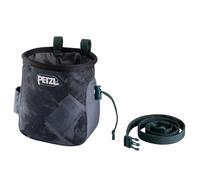 PETZL - Bolsa de Magnesia SAKA - Cierre Central con cordón y Tanka, Dark Grey, Doble portaescobillas Textil