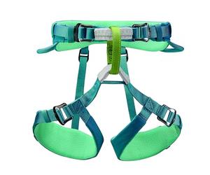 PETZL Macchu - Correa de escalada deportiva para niños, ajustable, color azul