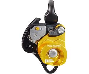 Petzl, Twin Release, Polea De Doble Bloqueo Desbloqueable para Sistemas De Recuperación, Oro Negro, U, Unisex Adulto