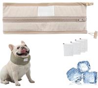 Petzymart Cool Loop, Summer Breathable Ice Scarf, Reusable Adjustable Cooling Collar for Dogs, Keep Cool and Comfortable, Medium and Large Puppies to Cool Down Going out (Brown,L)