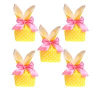 Peufcmi Bolsas de Treat de Pascua para niños, Bolsas de tratado de Easter Bunny - Bunny Ears Godie Bolss Almacenamiento de dulces - 5x decoraciones de Pascua reutilizables, favores de fiesta bolsas de