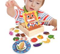 Peufcmi Juguete De Alimentación para Bebés | Juguete Educativo para Niños De +3 Años,Set De Alimentos Realistas De Madera para Aprendizaje En Guardería Y Jardín De Infancia