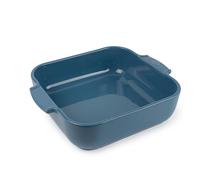 PEUGEOT - Bandeja cuadrada de cerámica para horno - 28 cm (asas incluidas) x 23,7 x 7,2 cm - Capacidad: 2,7 L - Fabricado en Francia - Color azul claro