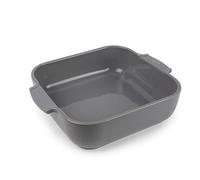 PEUGEOT - Fuente cuadrada de cerámica para horno - 21 cm (asas incluidas) x 17,5 cm x 6 cm - Capacidad: 1,1 L - Porción individual - Fabricado en Francia - Color gris claro