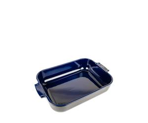 PEUGEOT - Fuente rectangular de cerámica para horno - 36 cm (incluyendo asas) x 22 cm x 6,8 cm - Capacidad: 3,8 L - 6-7 porciones - 10 años de garantía - Fabricado en Francia - Color azul