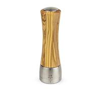 PEUGEOT - Molinillo de sal Madras u'Select de 21 cm - 6 grados de molienda preestablecidos - Innovador mecanismo de circonio para sal fina en polvo - Hecho de madera de olivo y acero inoxidable con