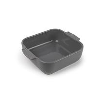 PEUGEOT - Plato de horno de cerámica cuadrado - 21 cm (asas incluidas) x 17,5 x 6 cm - Capacidad: 1,1 L - 10 años - Fabricación francesa - Color gris claro