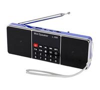 Peukerty Mini altavoz estéreo portátil recargable L-288 FM Radio pantalla LCD compatible con tarjeta TF disco USB MP3 reproductor de música altavoz (azul)