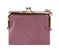 Peukerty Monedero Doble Doblez Retro MultifuncióN Monedero Corto para Mujer Cremallera y Beso Cerradura Rosa