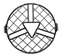 Peukerty Pantalla para faros delanteros de motocicleta, diseño retro, color negro, rejilla redonda