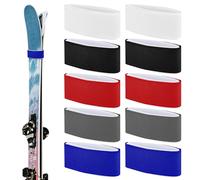 PEUTIER 10uds Correas de Esquí, Ajustables Correas para Envolturas Esquí Sujetadores para Esquís & Diseño Protector para Llevar Equipo Esquí Navidad Invierno(Rojo, Azul, Blanco, Negro, Gris)