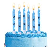 PEUTIER 12uds Velas de Cumpleaños con Forma de Pata de Perro, Adorno para Cupcakes con Forma de Pata Azul para Decoraciones de Fiestas de Cumpleaños de Mascotas