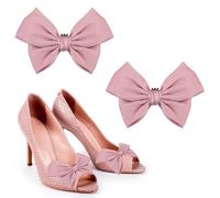 PEUTIER 2 Uds Clips para Zapatos Lazo, Satinados Desmontables Hebillas para Zapatos Clips para Zapatos Mujer Niñas Dijes para Zapatos con Lazo para Bodas Fiestas Uso Diario (Rosa)
