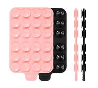PEUTIER 2 Uds Doble Cara Soporte de Succión Telefono, Manos Libres Ventosa para Movil de Silicona Agarre Adhesivo Soporte para Teléfono con Ventosa para iPhone y Android (Negro + Rosa)