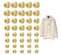 PEUTIER 40uds Juego de Botones Blazer Dorados, 4 Tamaños Botones de Costura Dorados Vintage Botones Decorativos Brillos para Abrigo Chaqueta Jeans Uniforme Trajes Manualidades (15/18/21/25mm)