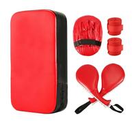PEUTIER 6 Kick Pad Taekwondo Juego, Almohadillas Patadas Artes Marciales Almohadillas Enfoque Boxeo Cuero PU Paletas Perforación Escudo Patadas Equipo Entrenamiento Karate para MMA, Muay Thai (Rojo)