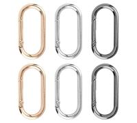 PEUTIER 6 Piezas Cierre de Anilla de Resorte, Ovalados, Clips a Presión Llaveros Ganchos a Presión Hebillas de Anillo de O para Bolsos Llaves Bolsos Fabricación de Manualidades, 4,9 x 2,4cm