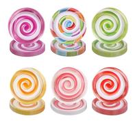 PEUTIER 60 Platos de Papel, 17,8cm Coloridos Platos de Postre con Forma de Piruleta Vajilla Dulce para Dulces para Decoraciones de Fiesta de Candyland para Cumpleaños Niños Baby Shower Fiestas