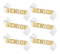 PEUTIER 6uds Bandas Satén Blancas, Fajines Celebración con Letras Doradas Bandas Graduación 2024 Fajines Graduación Animadora Decoraciones para Favor de Fiesta Mujeres Hombres
