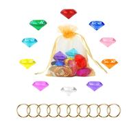 PEUTIER Juego de Esmeraldas del Caos, Incluye 10 Piezas Gemas de Diamantes con 10 Piezas Anillos de Poder Dorado Búsqueda del Tesoro Pirata para Cumpleaños Regalos de Fiesta Suministros Decoración