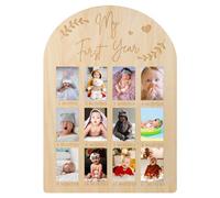 PEUTIER Marco de Fotos mi Primer Año, Marco de Fotos 12 Meses Bebe Tablero de Hitos de Madera para 1er Cumpleaños Guardería Decoración Recién Nacido Bebé Recuerdo (43 x 30,5cm)