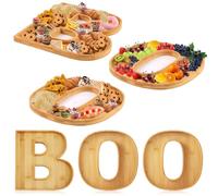 PEUTIER Tabla de Embutidos y Quesos de Halloween BOO - Bandeja de Madera para Comida, Vajilla y Utensilios de Cocina - Ideal para Galletas y Dulces
