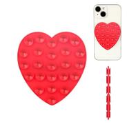 PEUTIER Ventosa para Movil, Doble Cara Soporte de Succión del Teléfono Manos Libres en Forma de Corazón Suction Cup Phone Holder Dulce para Dispositivos Móviles Espejo de Cristal (Rojo)