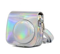 PEVAVFZMMY Mini 8 8+ 9 Symphony Cámara Bolsa de Cuero Retro Cámara de Cuero Brillante Color de Color Pink Funda Protectora Fit for Fuji Fit for Instax Fit for Polaroid Bolsa para cámara(A)