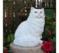 Pevfeciy Figuras Decorativas de Resina para jardín y estatuas Resistente a la Intemperie, Linda Escultura de Gato Persa, Muy Realista, Regalo para los Amantes de los Gatos,Blanca,20x18x21cm
